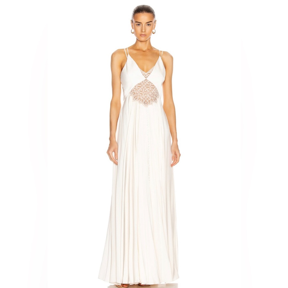 Jonathan Simkhai Kolbi Lace-Trim Pleated Maxi Dress Size 4